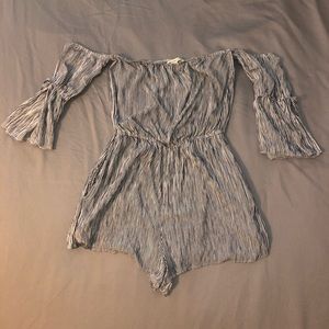 American Eagle blue & white striped romper